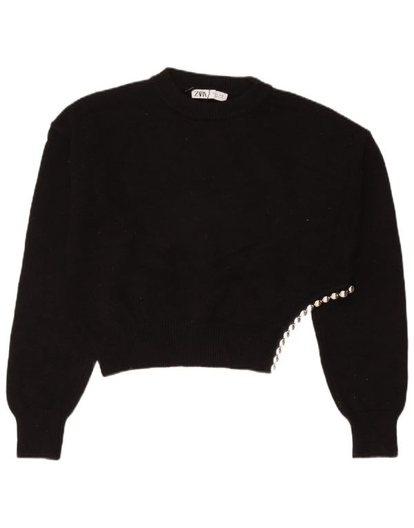 Sweter damski Zara Crop Oversize z okrągłym dekoltem UK 10 Small Black