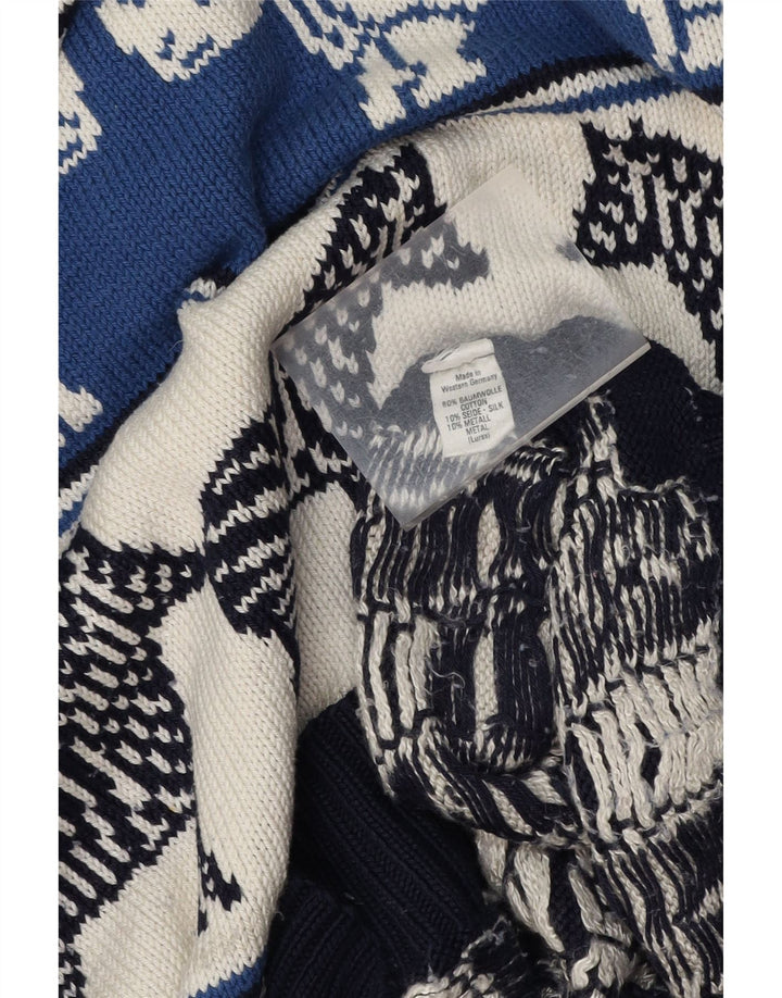 Sweter damski VINTAGE z okrągłym dekoltem UK 18 XL Granatowy nadruk zwierzęcy