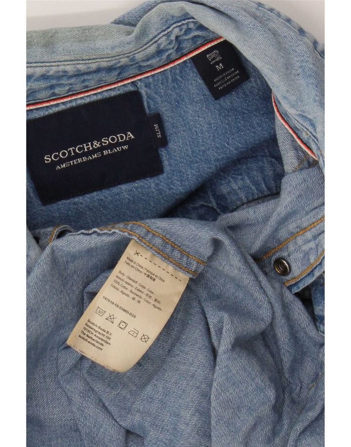 Męska koszula dżinsowa Scotch & Soda o wąskim kroju, średnioniebieska, bawełniana