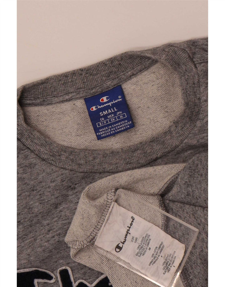 Męska bluza Champion z grafiką, mała, szara, nakrapiana bawełna
