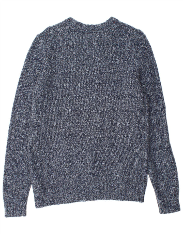 Męski sweter z okrągłym dekoltem Fat Face, mały, granatowy, wełniany w cętki