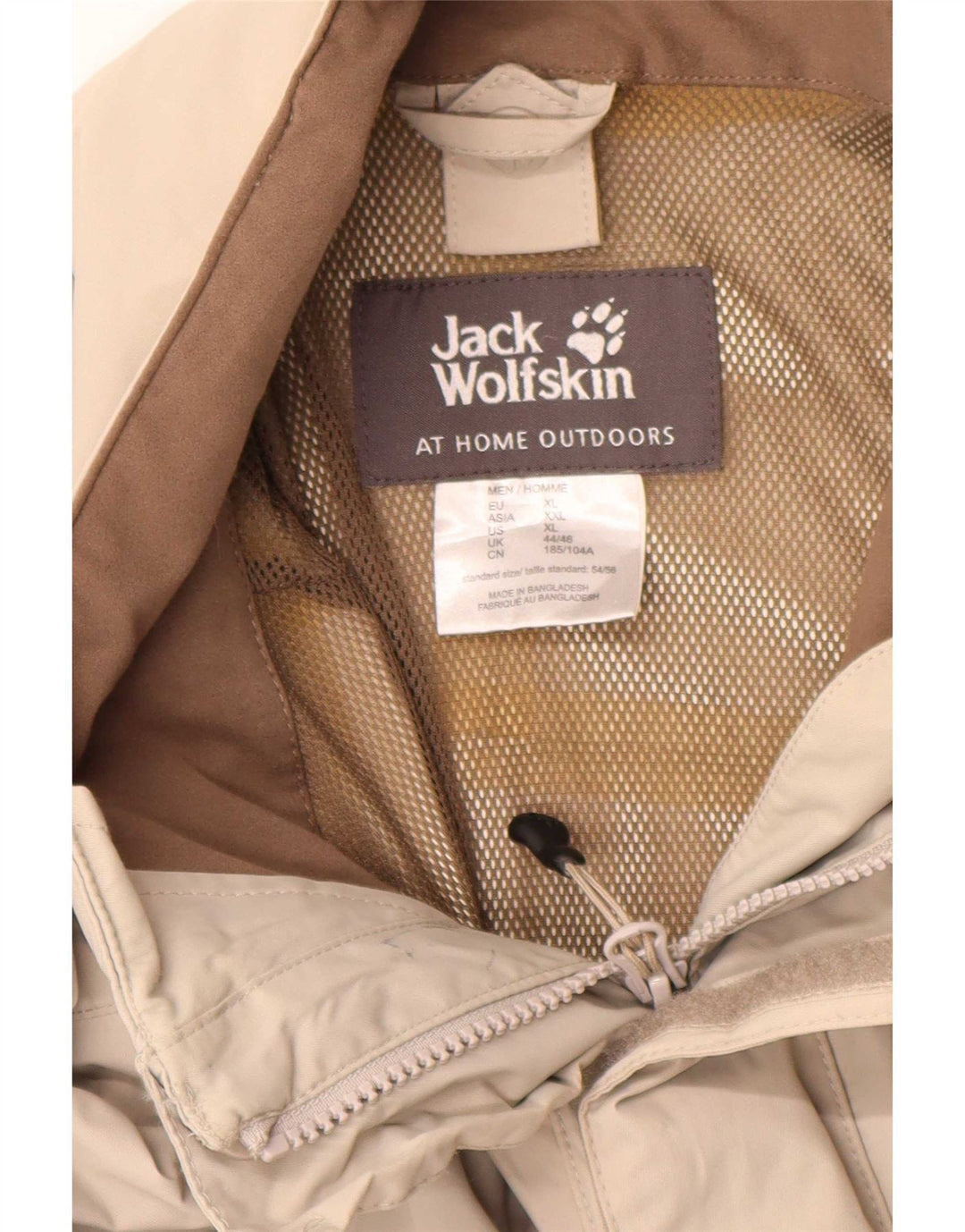 Męska kurtka przeciwdeszczowa Jack Wolfskin UK 44/46 XL Beżowy poliamid z blokami kolorów