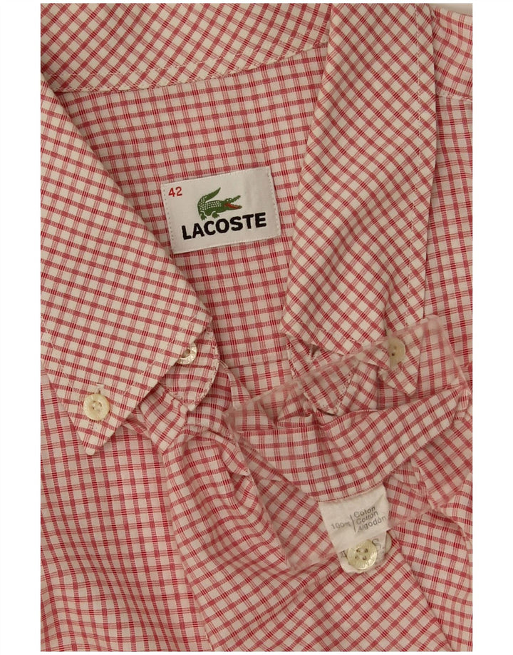 Męska koszula z krótkim rękawem Lacoste, rozmiar 42, duża, czerwona bawełniana kratka