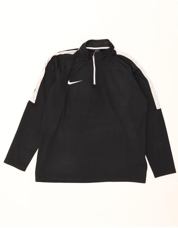 Męska koszulka Nike Dri Fit z zamkiem i długim rękawem, dużym czarnym blokiem kolorów