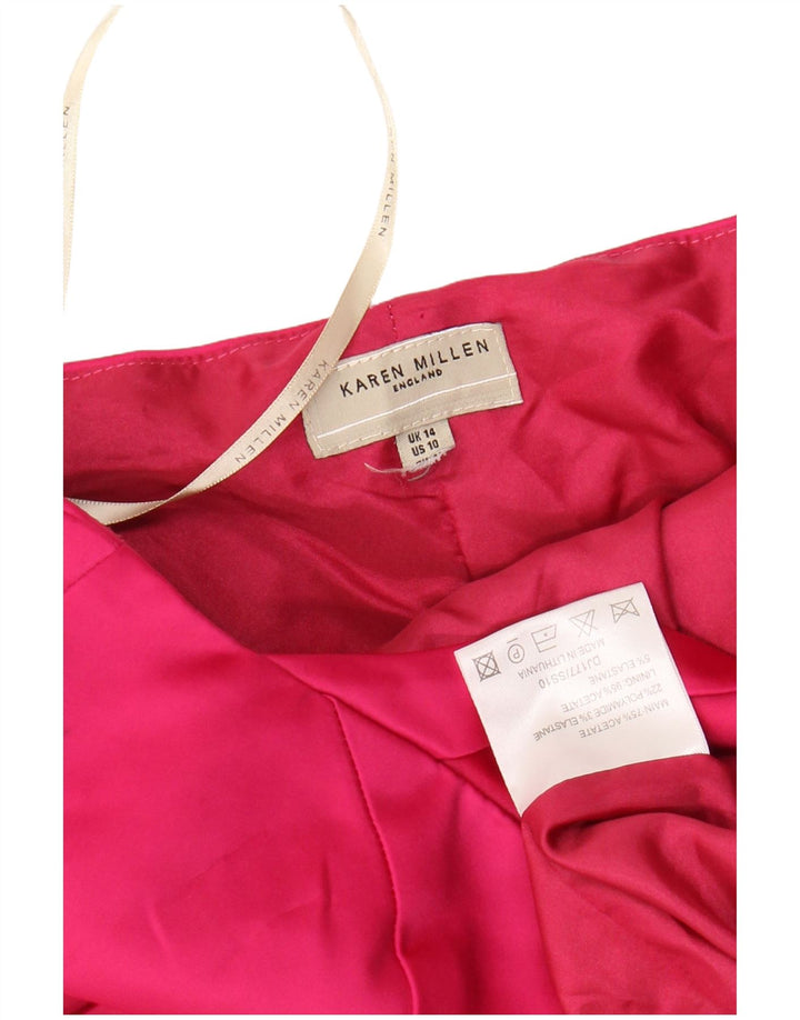 KAREN MILLEN Damska obcisła sukienka wiązana na szyi UK 14, duży, różowy octan