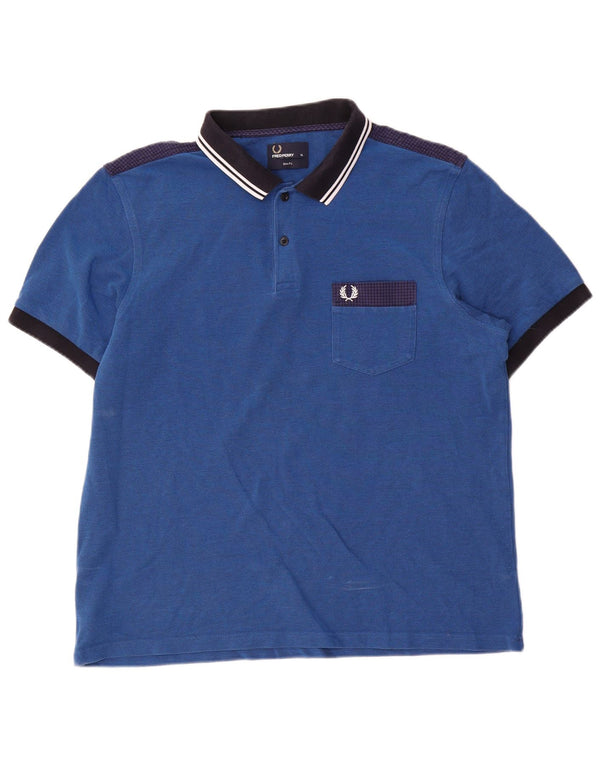 Męska koszulka polo Fred Perry Slim Fit XL, niebieska, bawełniana w bloki kolorów
