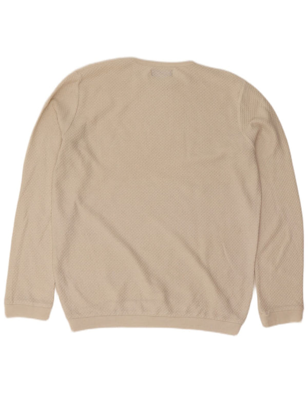 Męski sweter z okrągłym dekoltem Zara, mały, beżowy