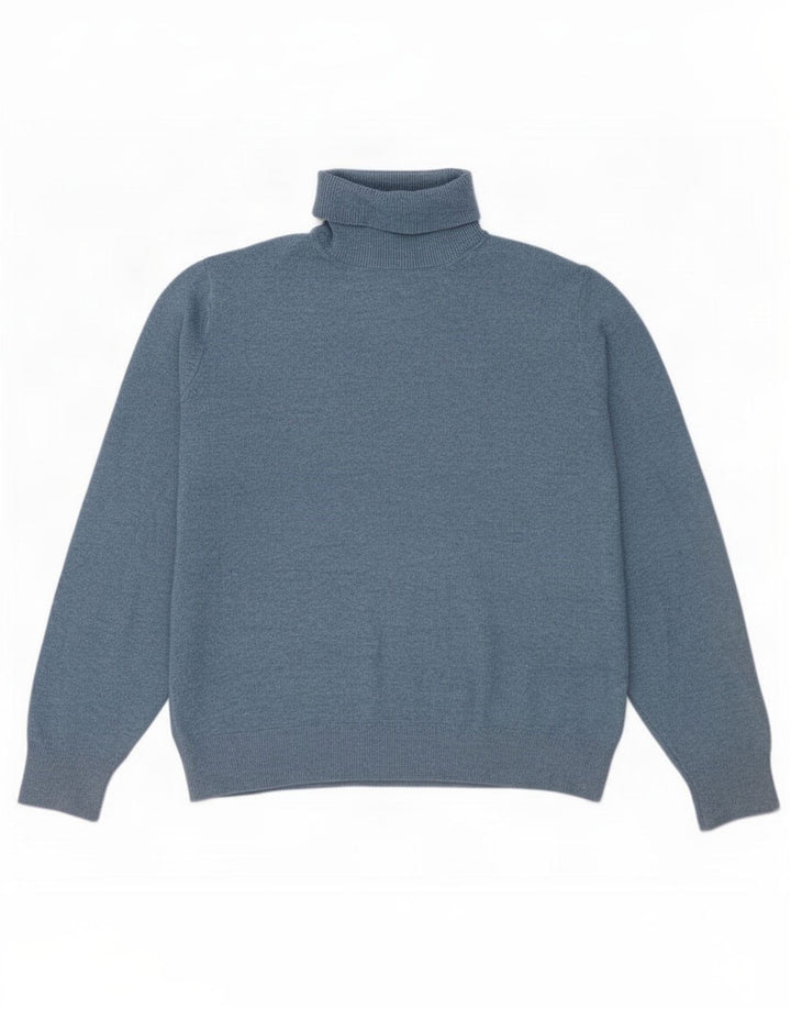 Marks & Spencer Damski sweter z golfem, UK 14, średni niebieski poliester