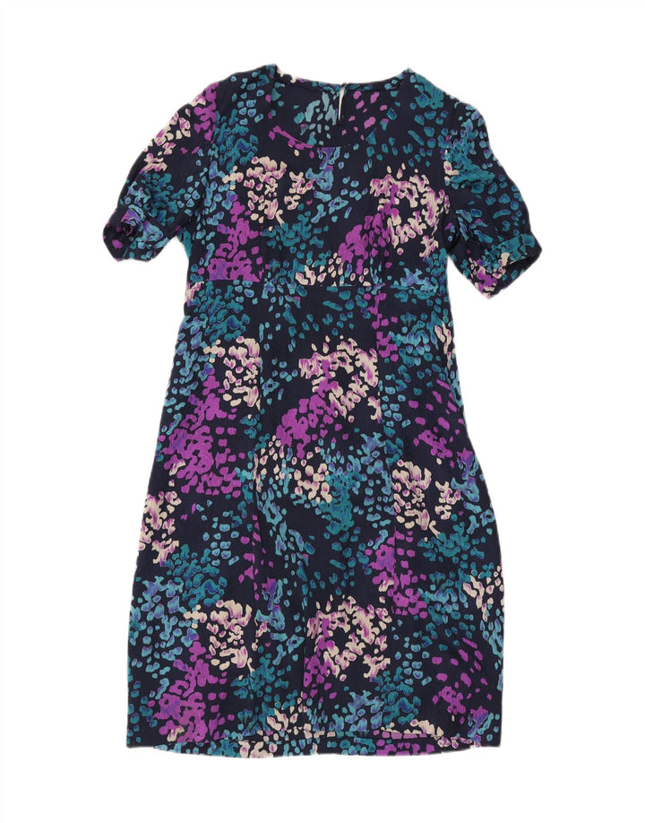 VINTAGE Womens Basic Dress UK 14 Medium Navy Blue Spotted Vintage Vintage and Second-Hand Vintage from Messina Hembry 