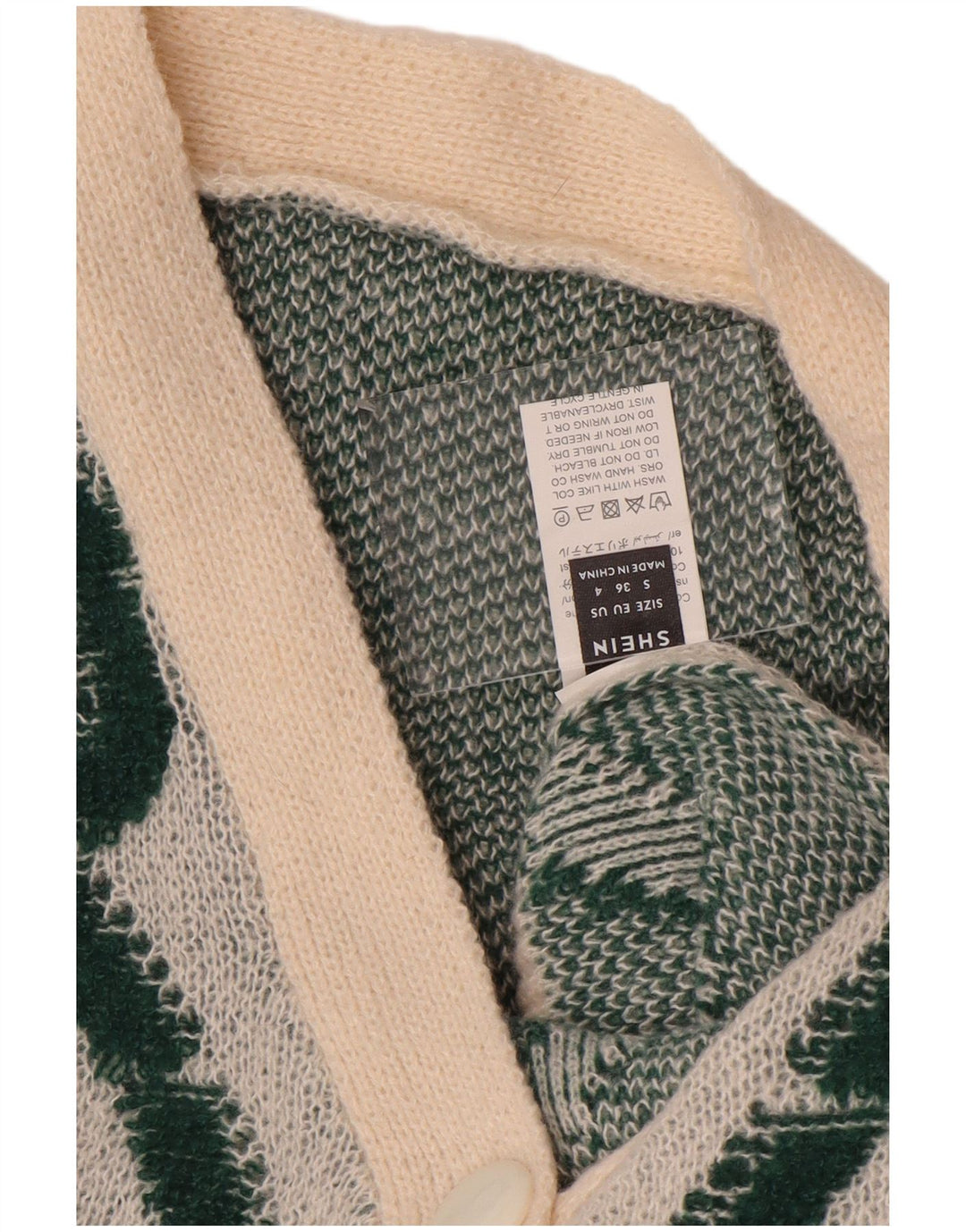 Damski sweter oversize Shein UK 10, mały, w kolorze złamanej bieli, geometryczny