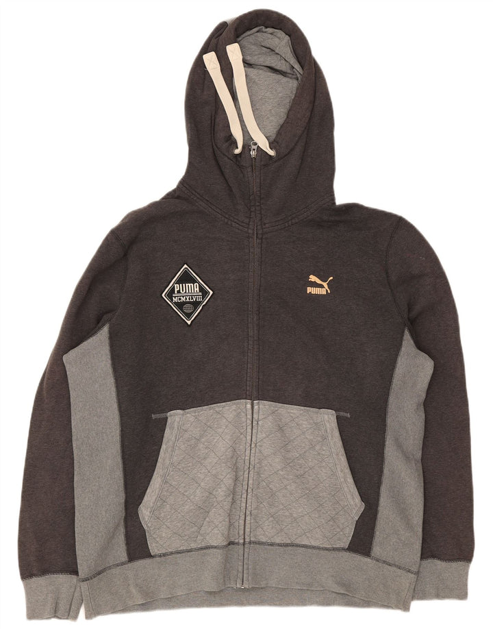 Męski sweter Puma z kapturem i zamkiem XL w szarą kratkę