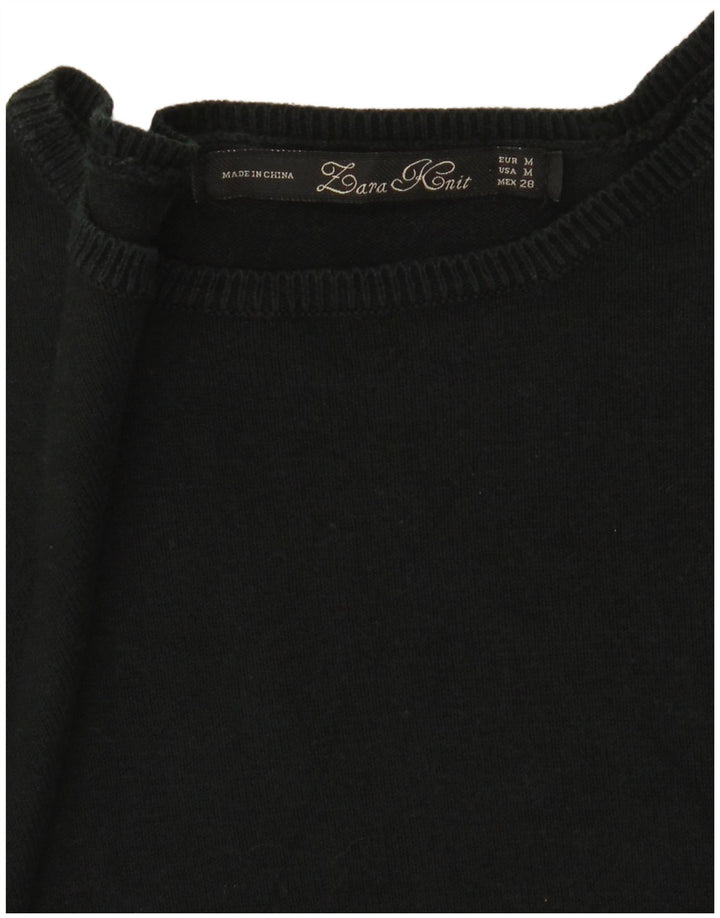 Damski sweter oversize z dekoltem w łódkę Zara UK 14, średni czarny