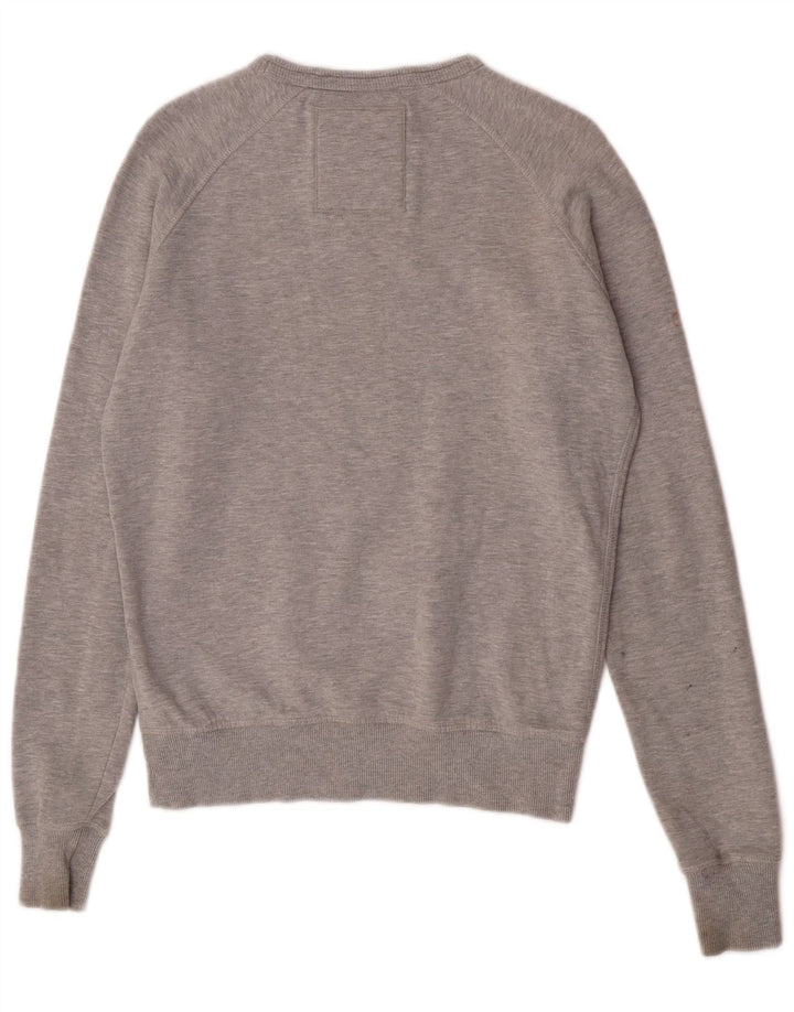 Męski sweter z grafiką Superdry, mały, szary, z bawełny w cętki