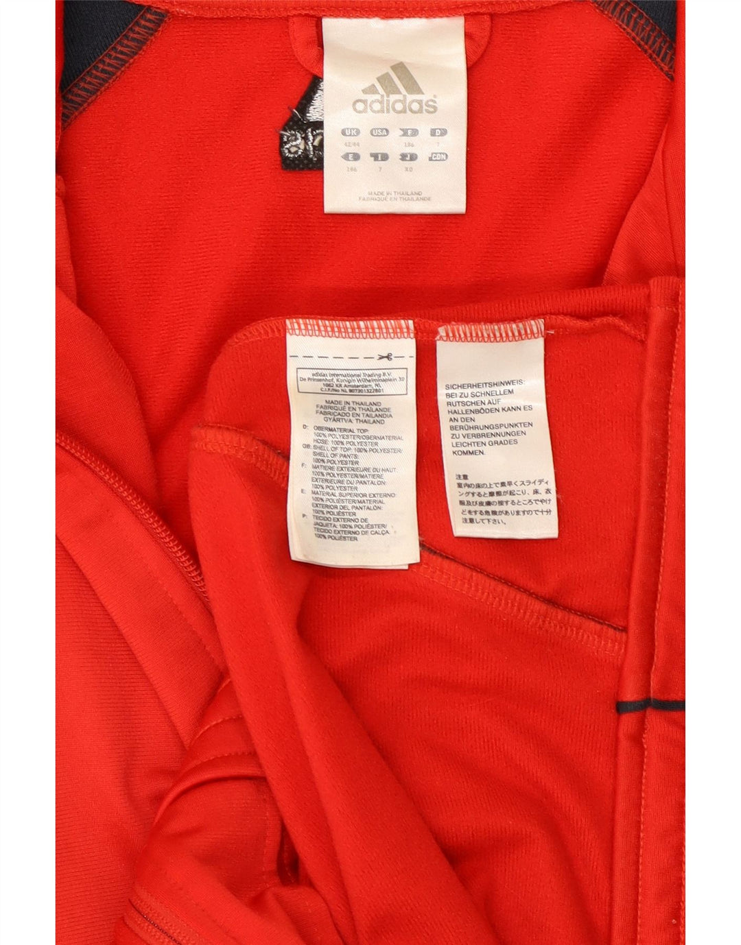 Adidas Męska bluza dresowa UK 42/44 Duży czerwony poliester z blokami kolorów