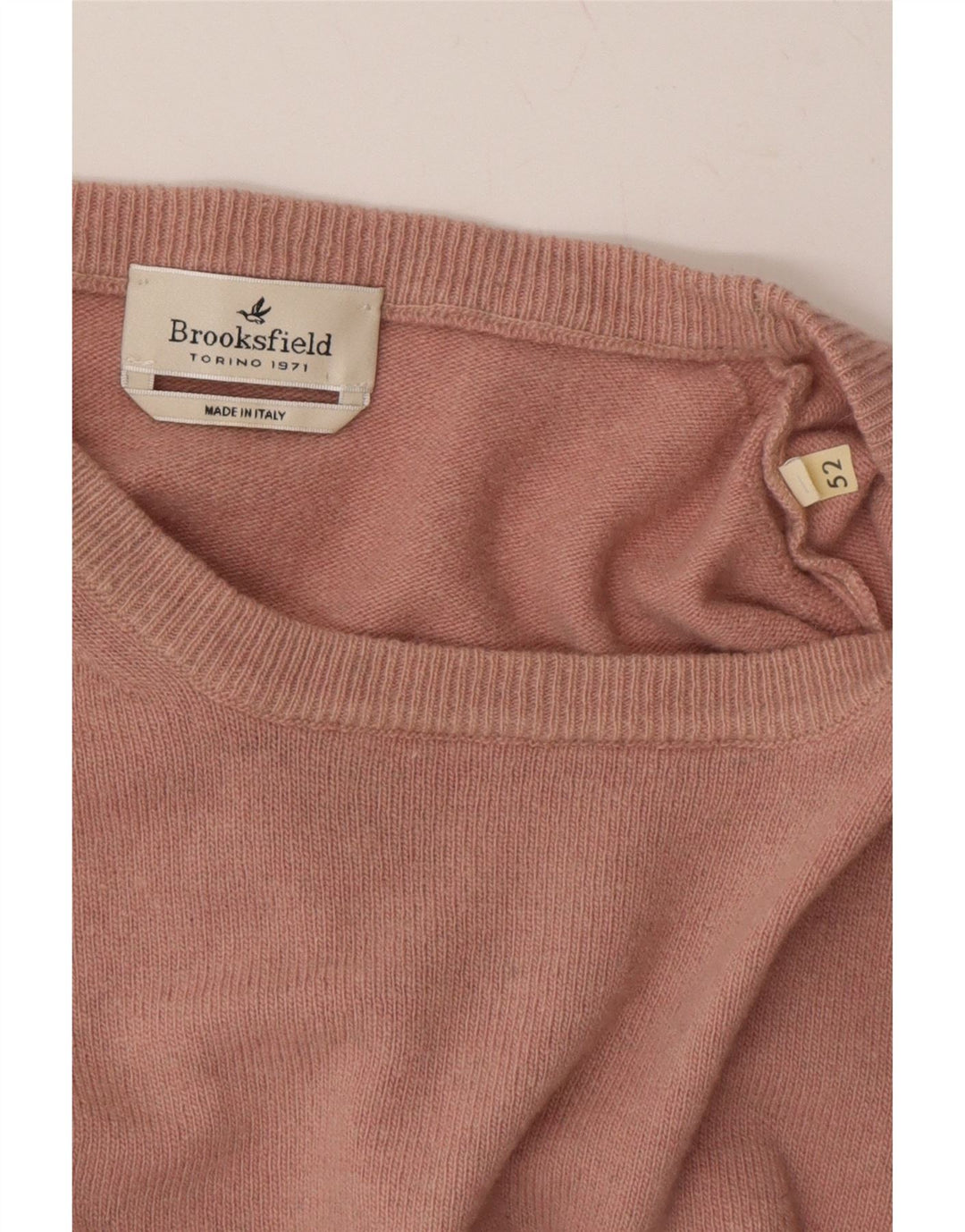 BROOKSFIELD Mens Crew Neck Jumper Sweater IT 52 Large Pink Vintage Brooksfield and Second-Hand Brooksfield from Messina Hembry 