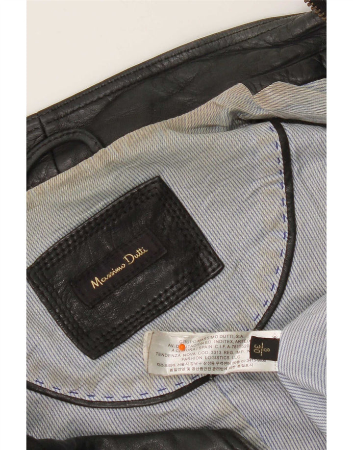 Kurtka skórzana damska Massimo Dutti Biker UK 10, mała czarna