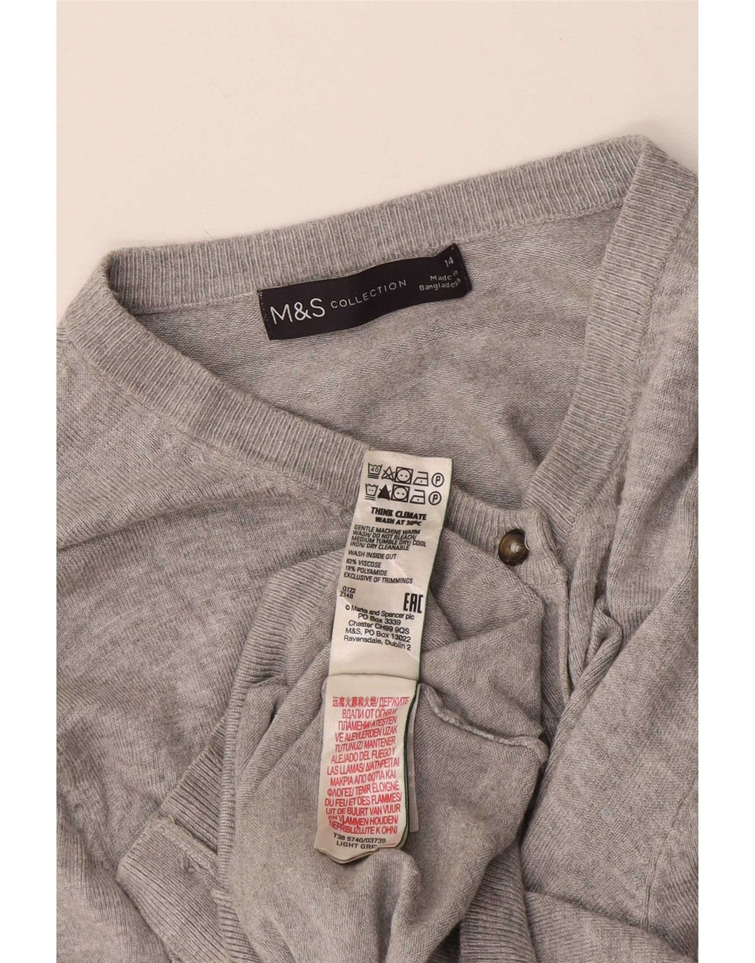 Marks & Spencer Damski sweter rozpinany UK 14, średni szary, nakrapiany