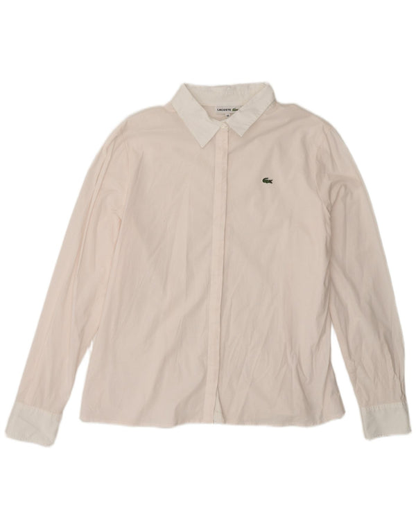 LACOSTE Womens Shirt Size 44 Large Pink Pinstripe