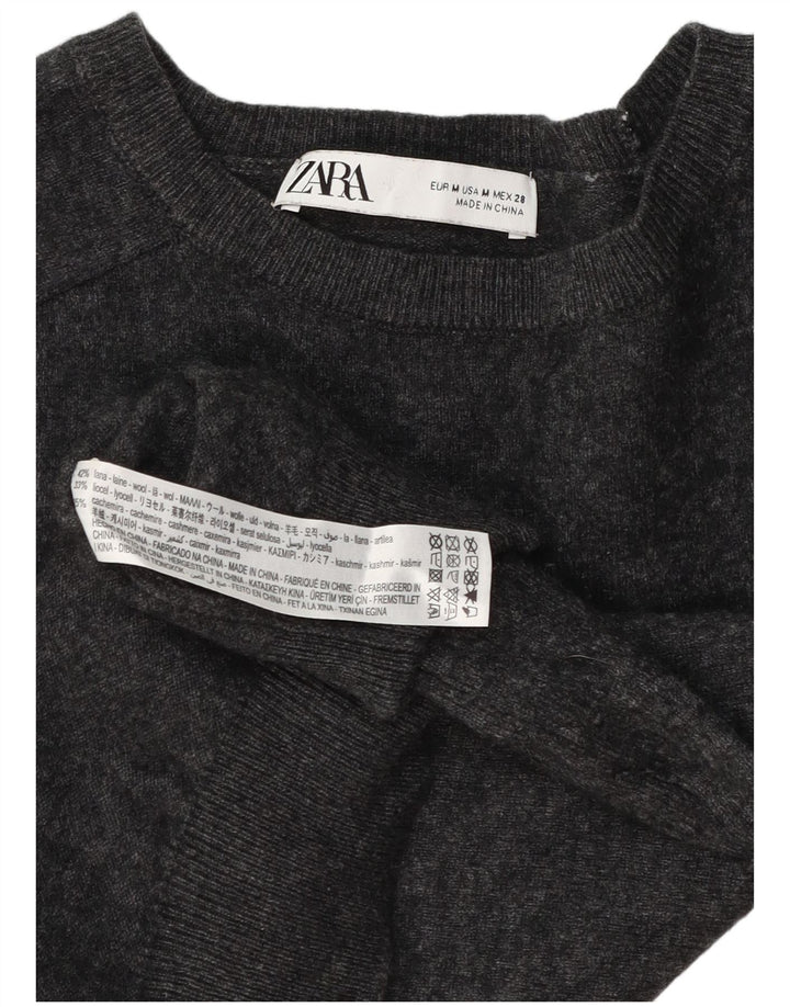Sweter damski Zara z dekoltem w łódkę, UK 12, średnioszary, wełniany