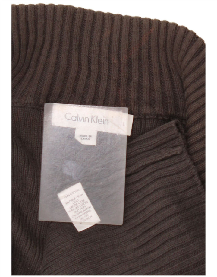 CALVIN KLEIN Męski sweter zapinany na zamek, duży, szary, bawełniany