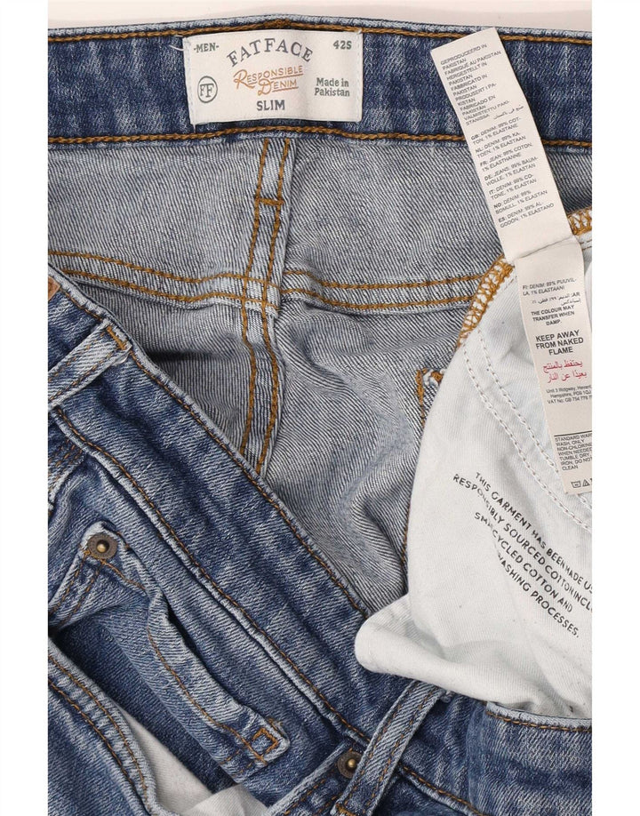 Męskie jeansy slim fit Fat Face W42 L28 Niebieskie bawełniane