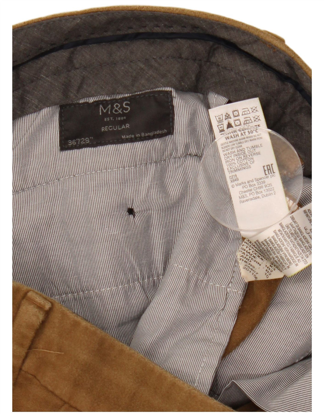 Męskie spodnie Capri Regular Marks & Spencer W36 L23 Beżowa bawełna