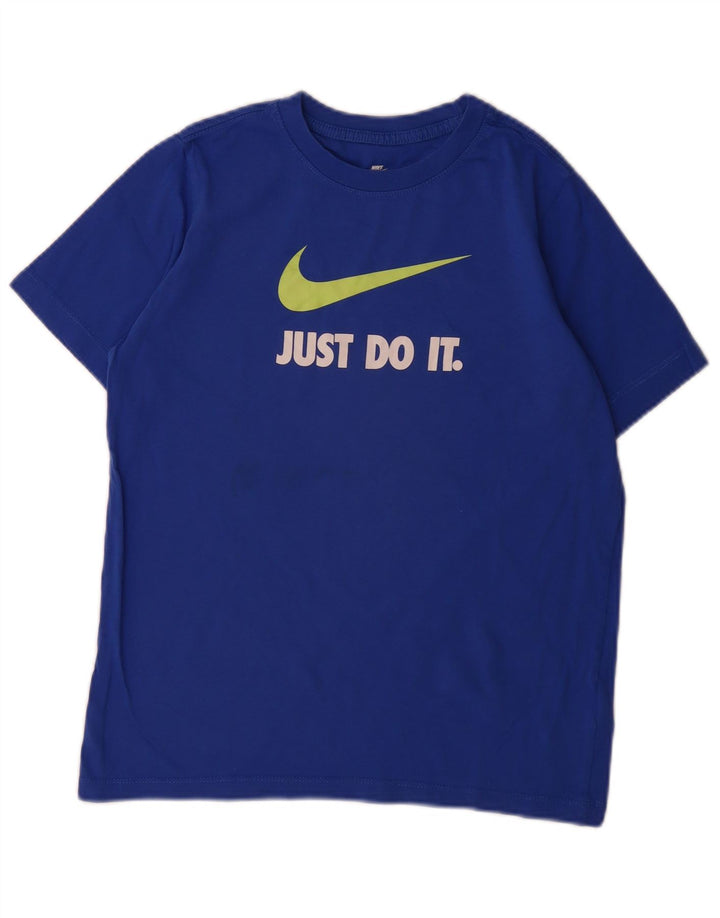 Chłopięcy T-shirt z grafiką NIKE, 13-14 lat, XL, niebieska, bawełniana