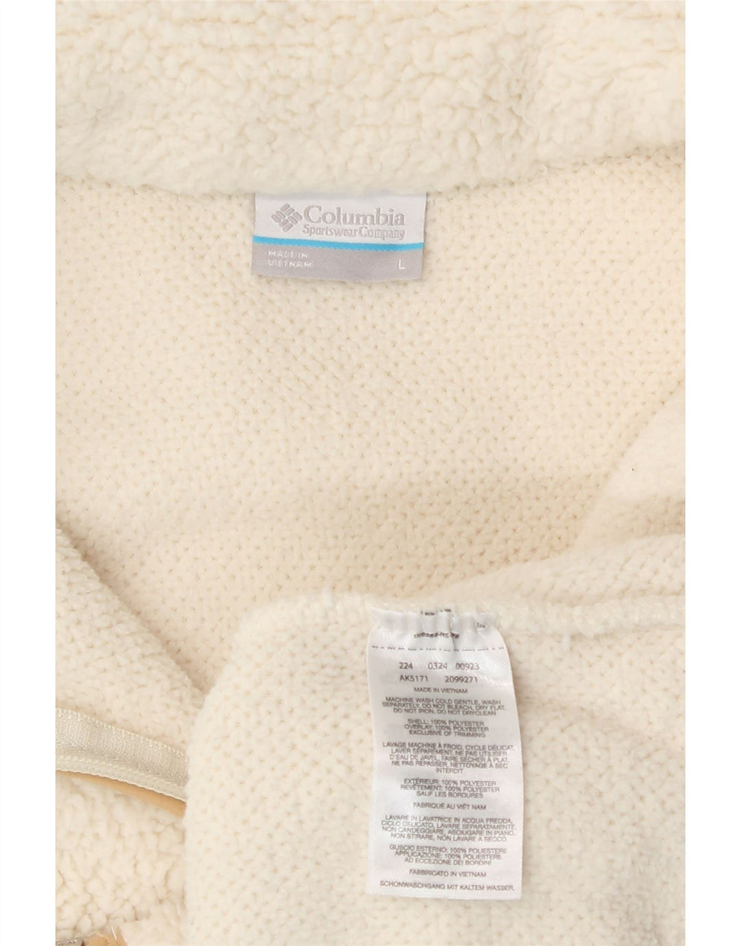 Męska kurtka polarowa Columbia UK 40, duża, biała, poliestrowa