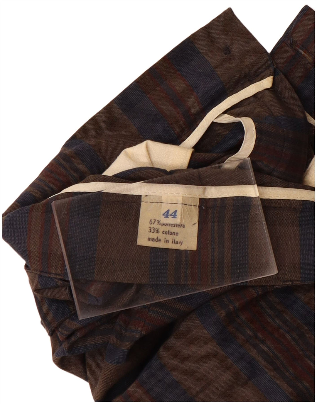 Damskie spodnie chino z wysokim stanem VINTAGE IT 44 Medium W26 L29 Brązowa kratka