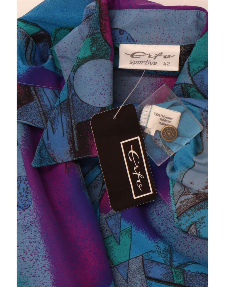 Damska koszula ERTO w abstrakcyjny wzór EU 42, duży niebieski poliester z blokami kolorów