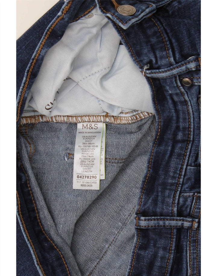 Marks & Spencer Męskie jeansy przycięte W34 L26 Niebieskie bawełniane