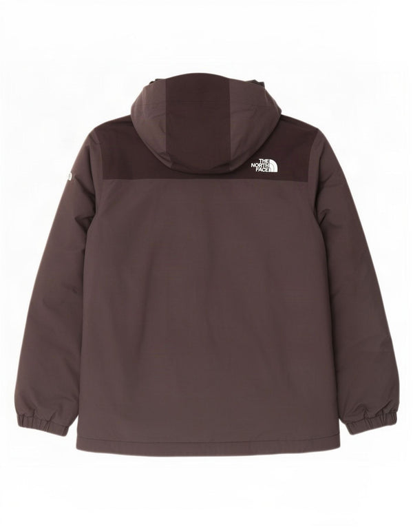 Męska kurtka przeciwdeszczowa z kapturem The North Face UK 40, duży, szary nylon w bloki kolorów
