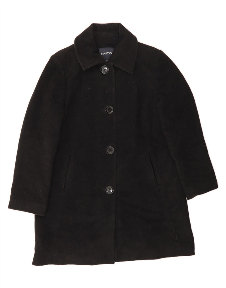 NAUTICA Womens Overcoat UK 14 Medium Black Wool Vintage Nautica and Second-Hand Nautica from Messina Hembry 