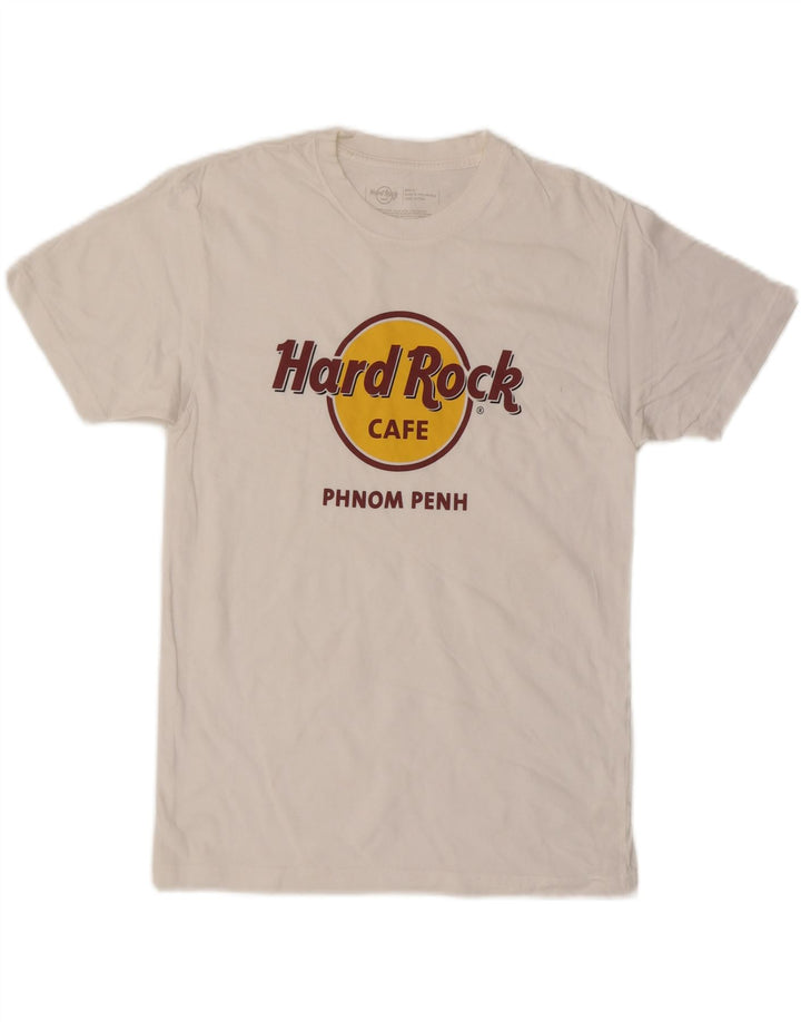 Męski T-shirt z grafiką HARD ROCK CAFE Phnom Penh, mały, biały, bawełniany