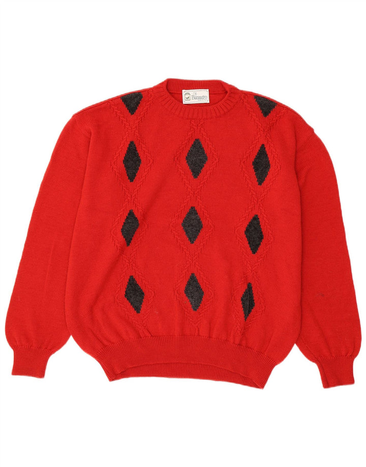 Męski sweter z wycięciem pod szyją Bizzarro IT 52 XL Czerwony Argyle/Diament