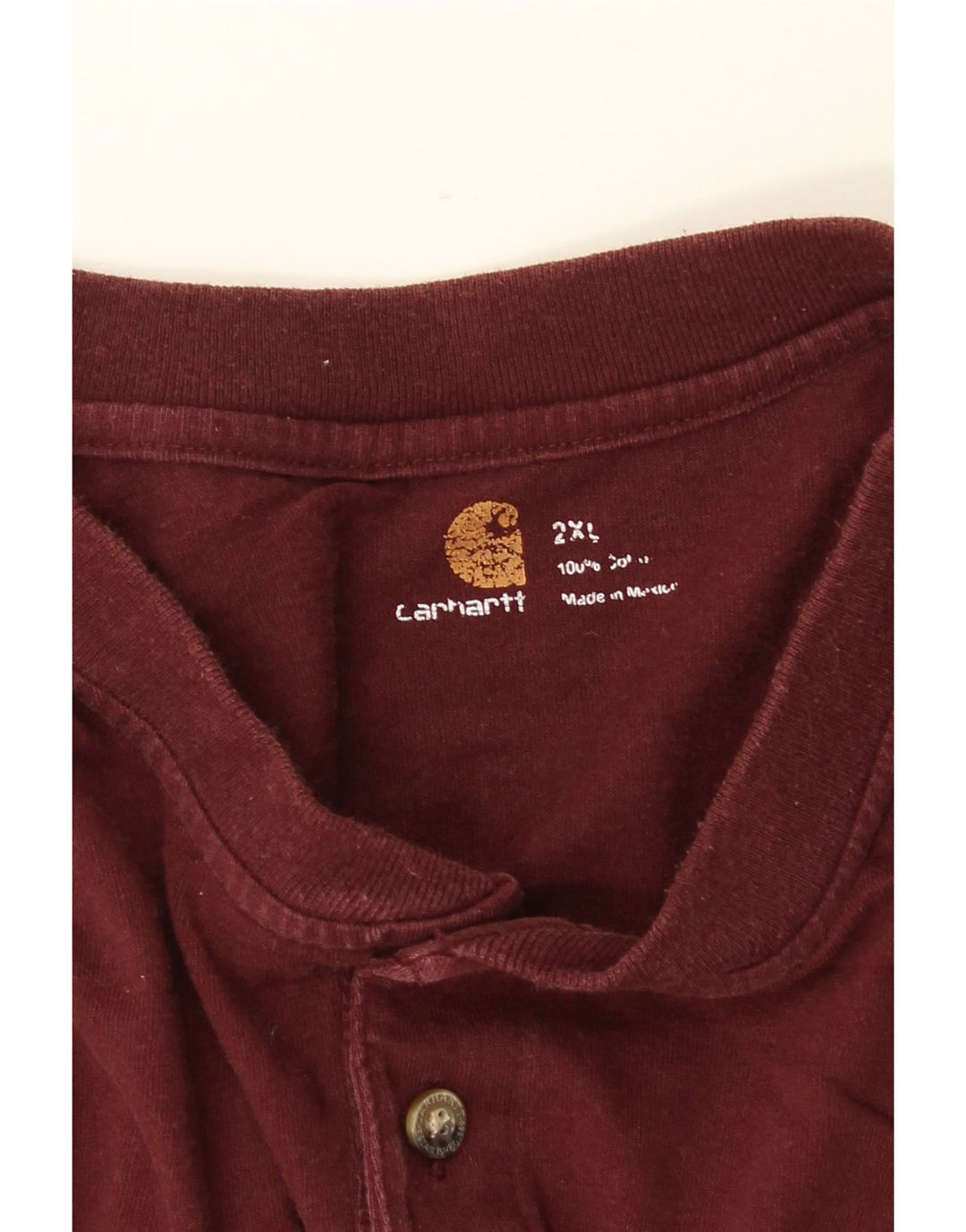 Top męski CARHARTT z długim rękawem 2XL, bordowa, bawełniana