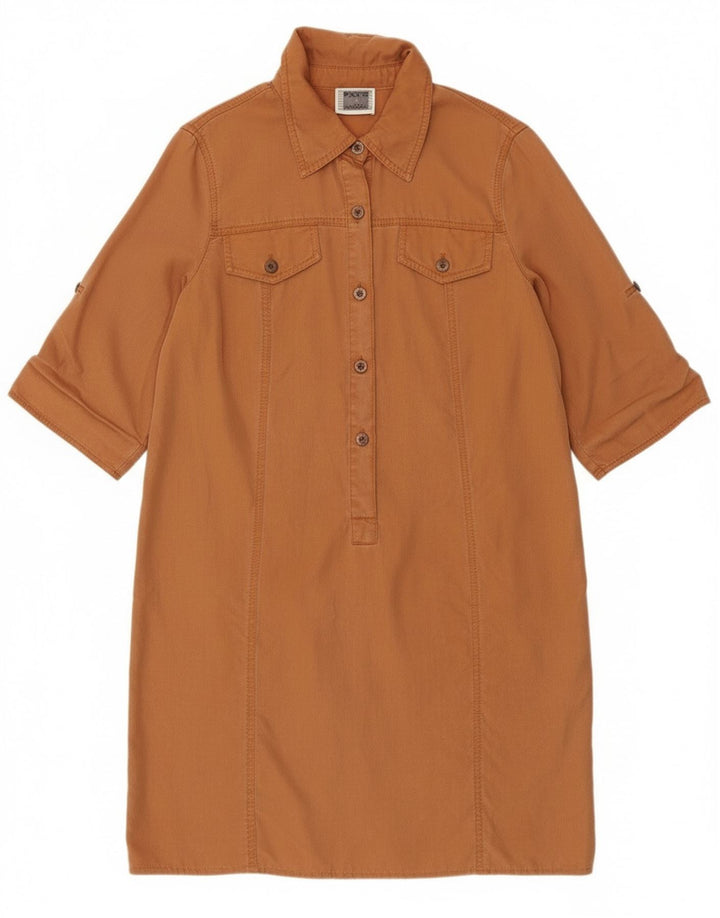 Damska sukienka koszulowa z rękawem 3/4 Perte by Krizia UK 12 Średni brąz