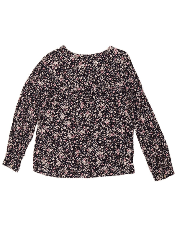 Crew Clothing Damska bluzka z długim rękawem Top UK 12 Średni granatowy w kwiaty