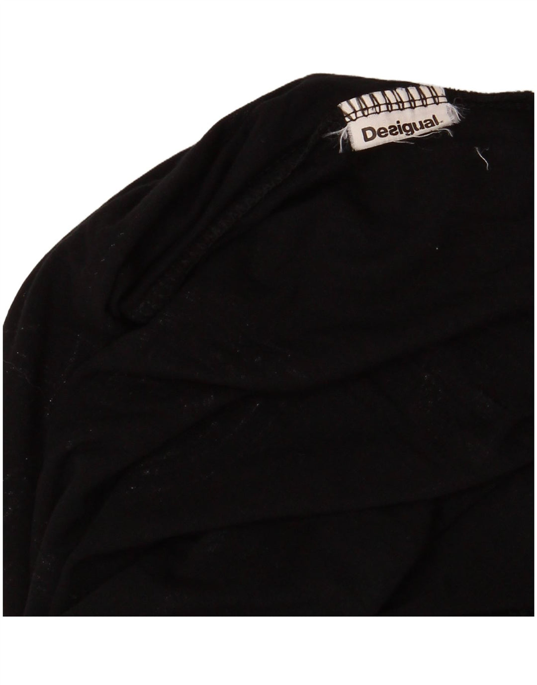 DESIGUAL Damski top z grafiką z odkrytymi ramionami, długim rękawem UK 12, średni czarny