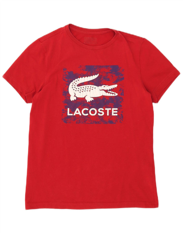 Męska koszulka z grafiką Lacoste, rozmiar 3, mała, czerwona, bawełniana