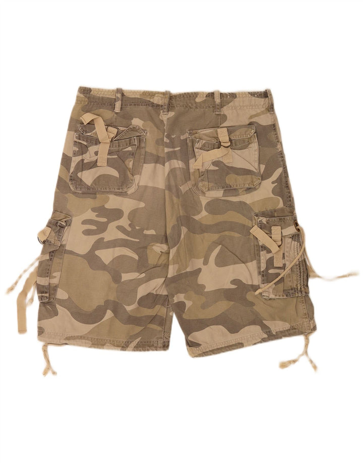 Męskie spodenki cargo w stylu vintage IT 48 Medium W34 Zielona bawełna w kamuflażu