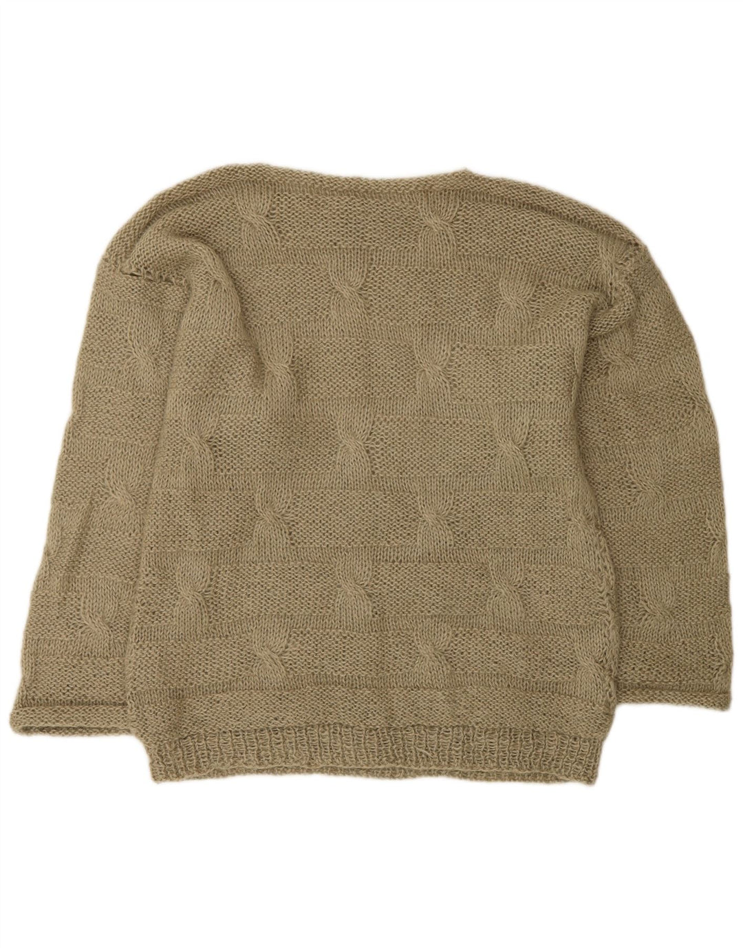 Męski sweter w stylu vintage z dekoltem w łódkę, średni khaki