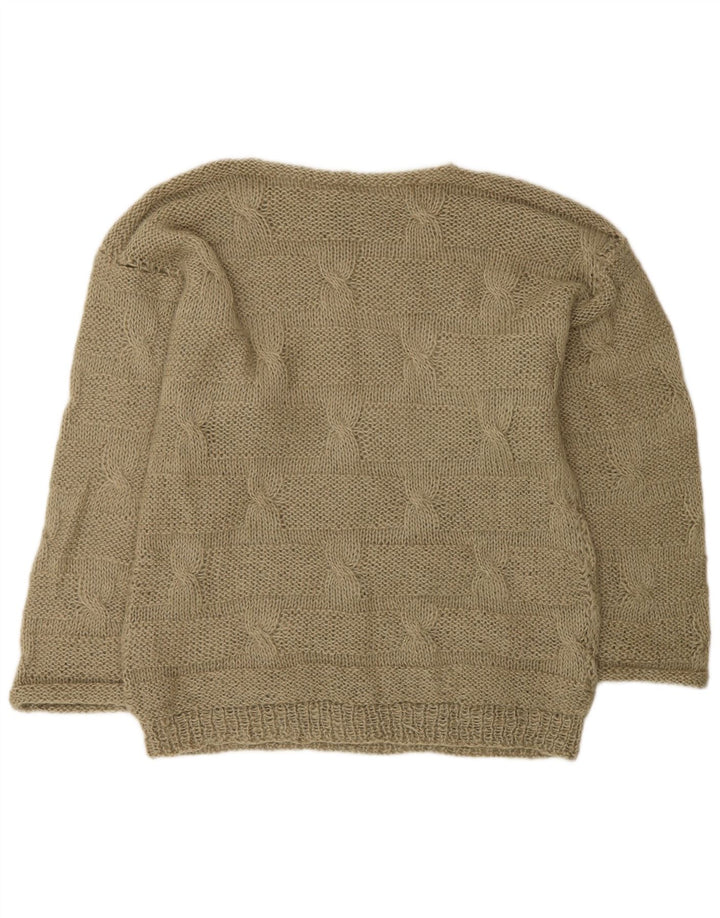 Męski sweter w stylu vintage z dekoltem w łódkę, średni khaki