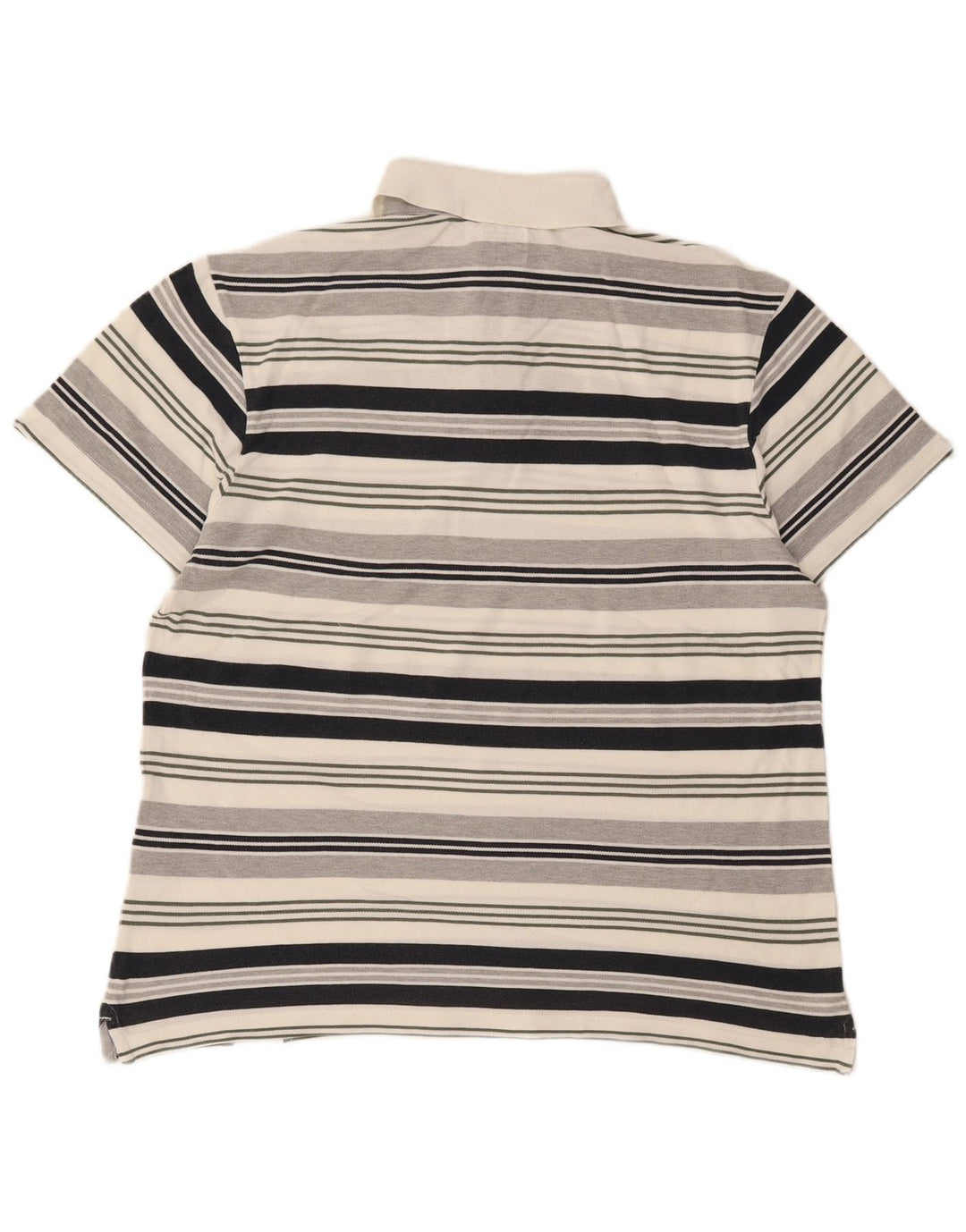 CHAMPION Mens Polo Shirt 2XL White Striped Cotton