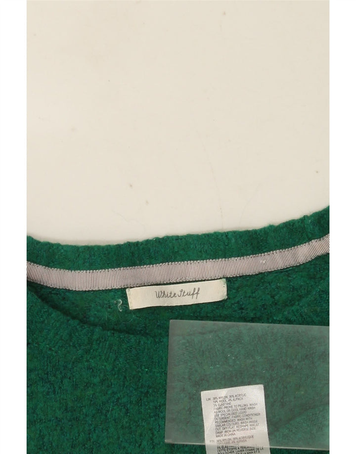 Damski sweter z okrągłym dekoltem White Stuff UK 16, duży, zielony nylon