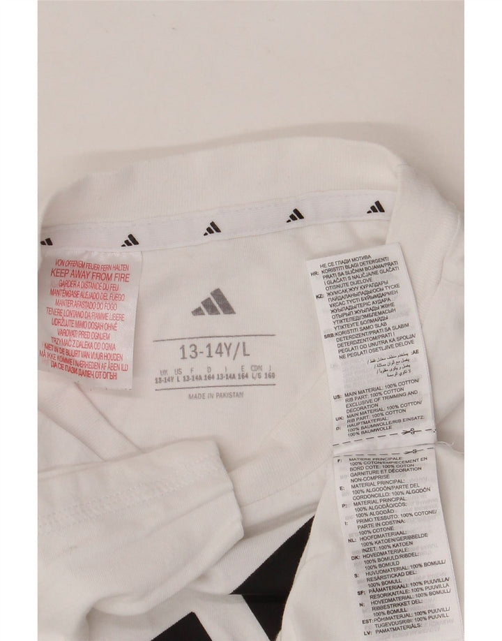 Adidas Chłopięcy T-shirt z grafiką Top 13-14 lat, duży, biały, bawełniany