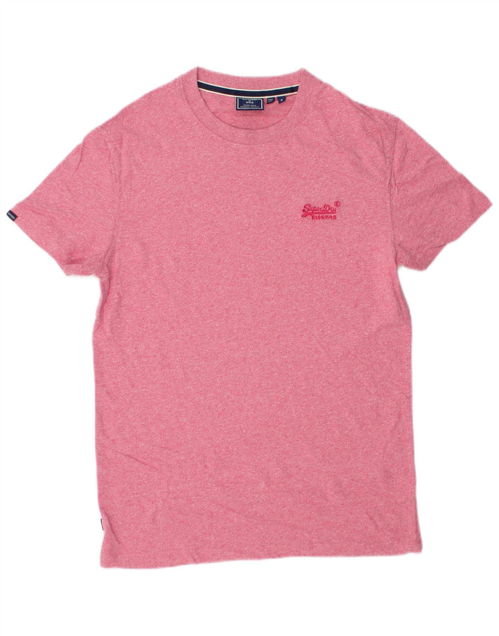 SUPERDRY Męski T-shirt Top Mały Różowy Bawełniany