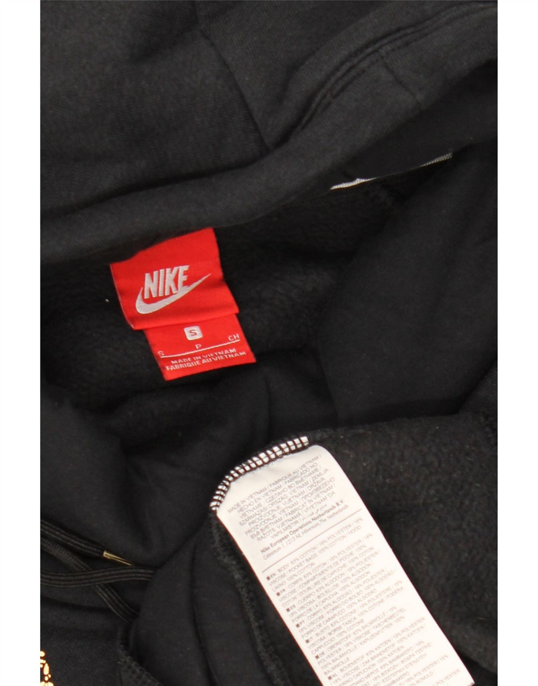 Damski sweter oversize z kapturem NIKE z grafiką UK 10, mały, czarny, bawełniany