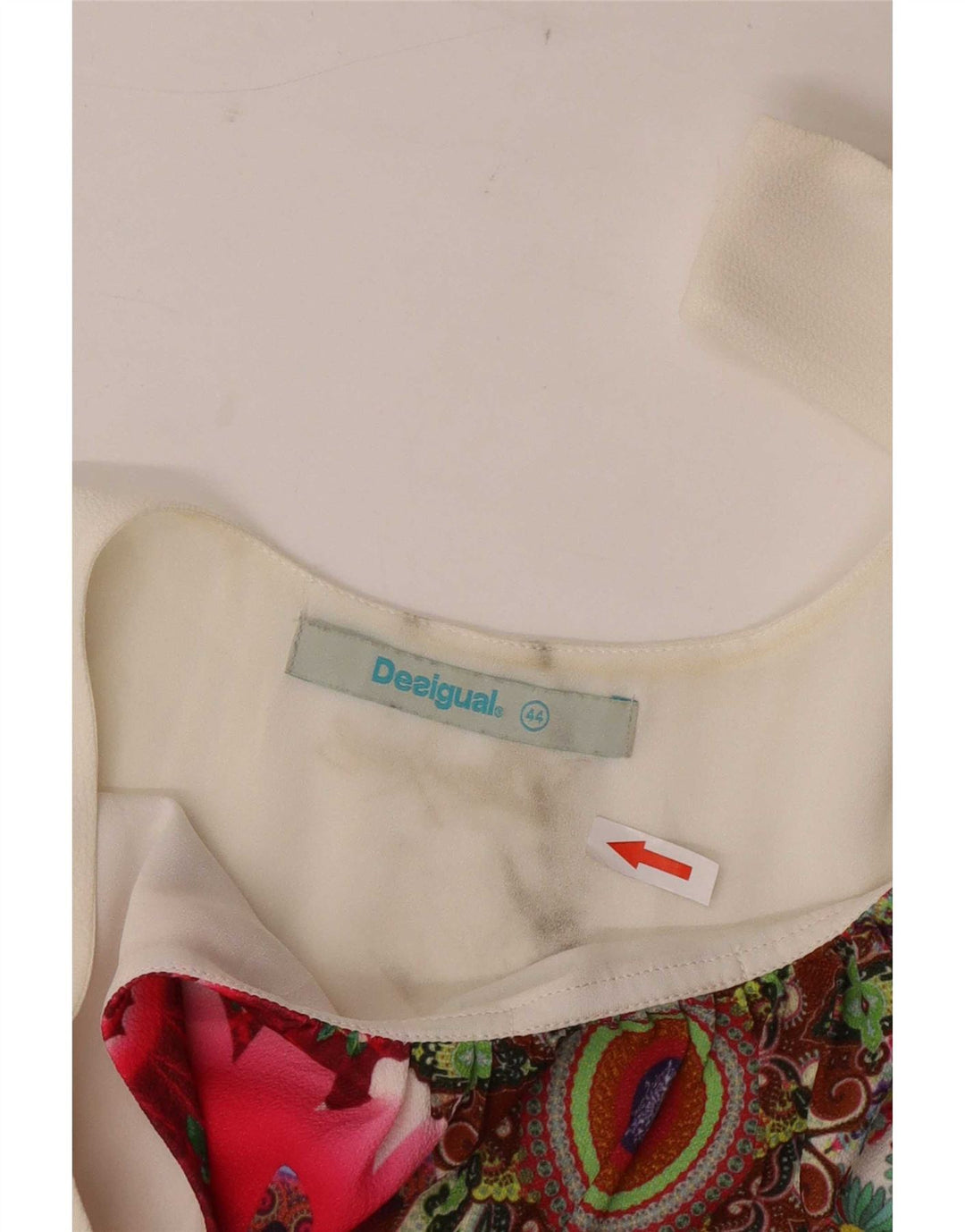 Damska tunika bez rękawów Desigual EU 44 XL, biały, kwiatowy poliester
