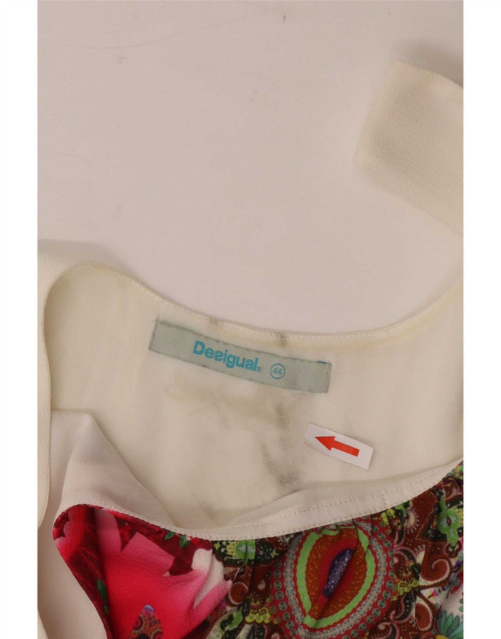 Damska tunika bez rękawów Desigual EU 44 XL, biały, kwiatowy poliester